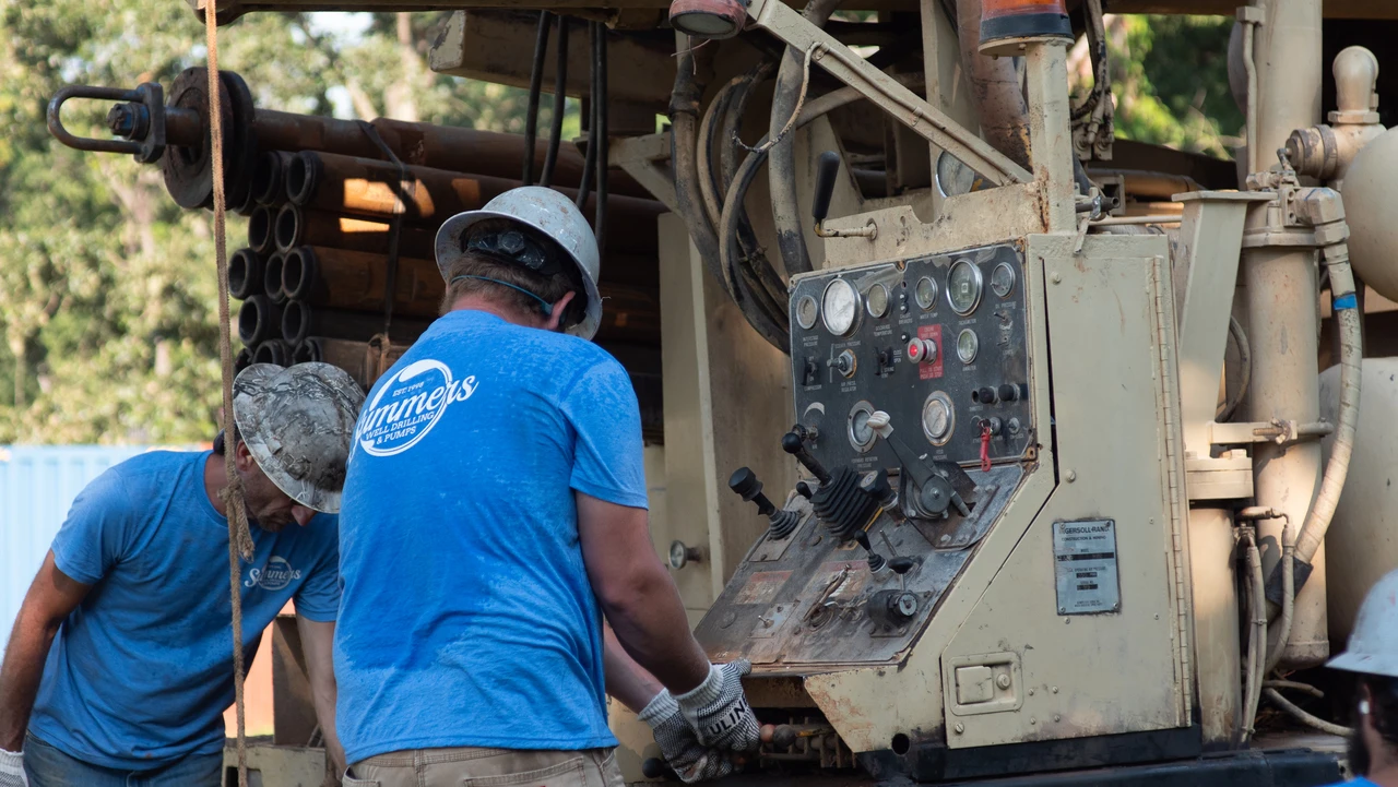 A Summers Well Drilling crew working on drilling a new well