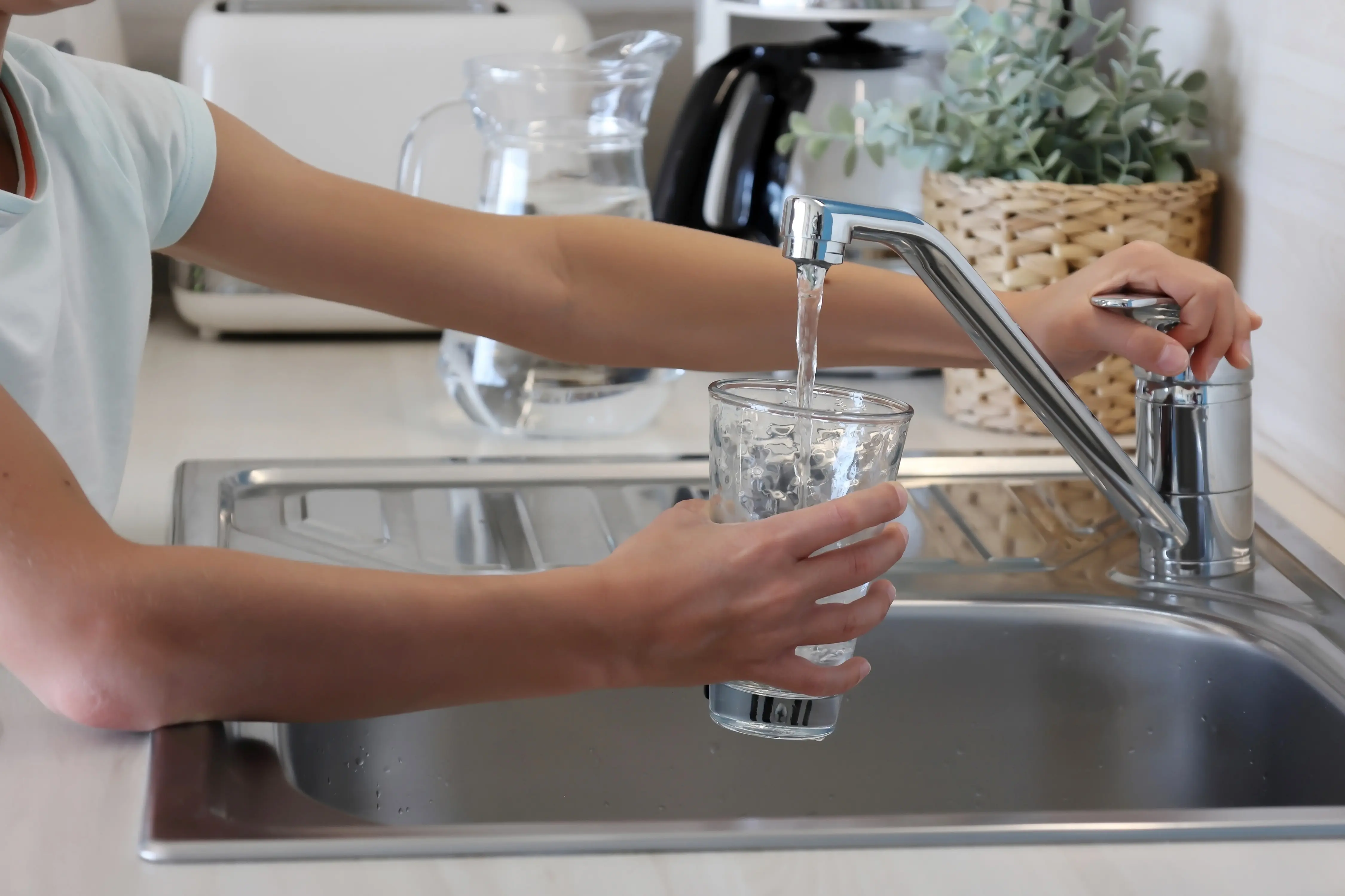 Fresh well water flowing from a tap