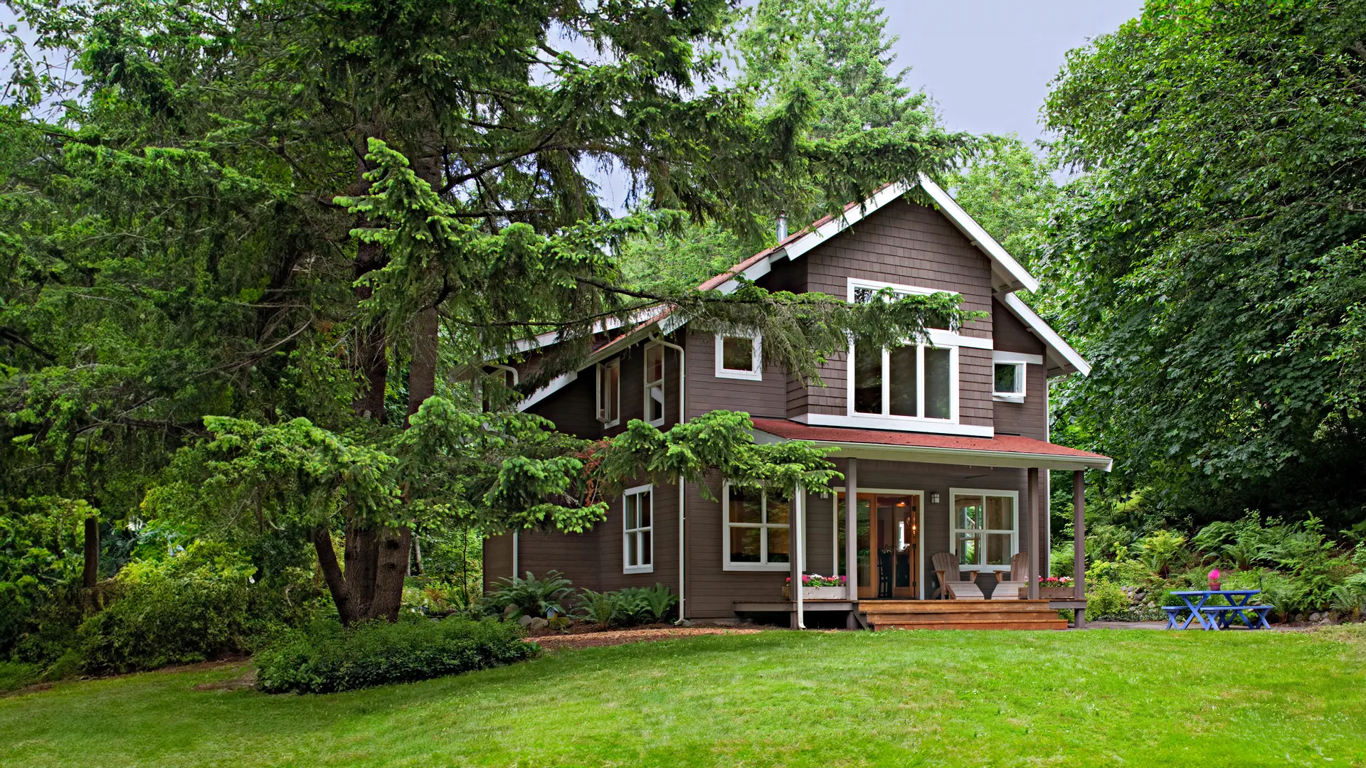 A rural home in a wooded setting
